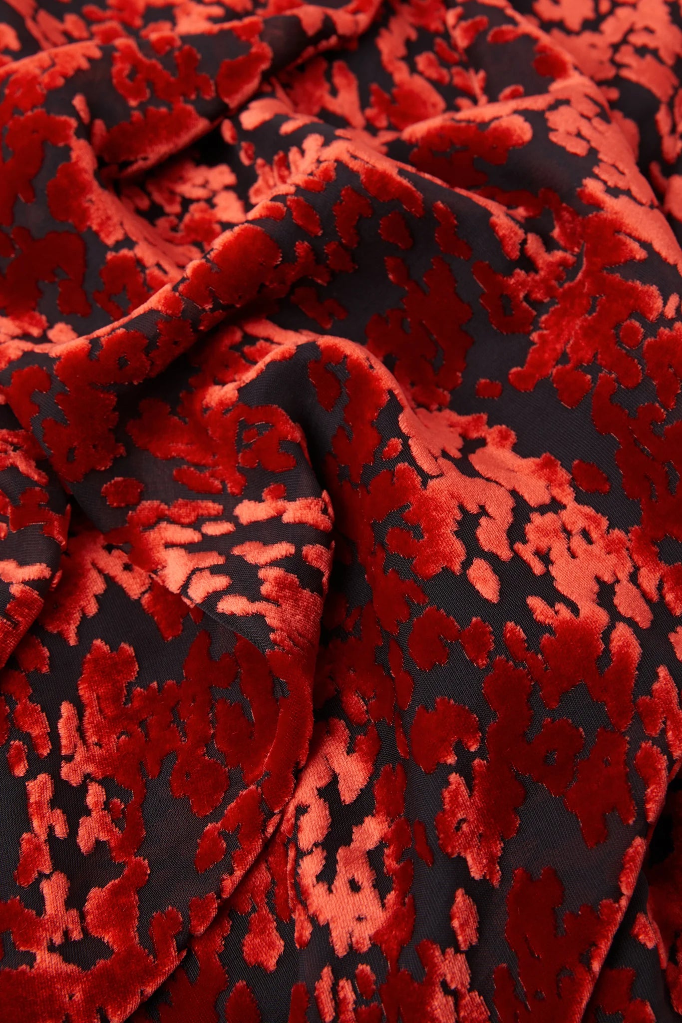 Jasper Conran "Iris" Velvet Devoré Wrap Dress in Red