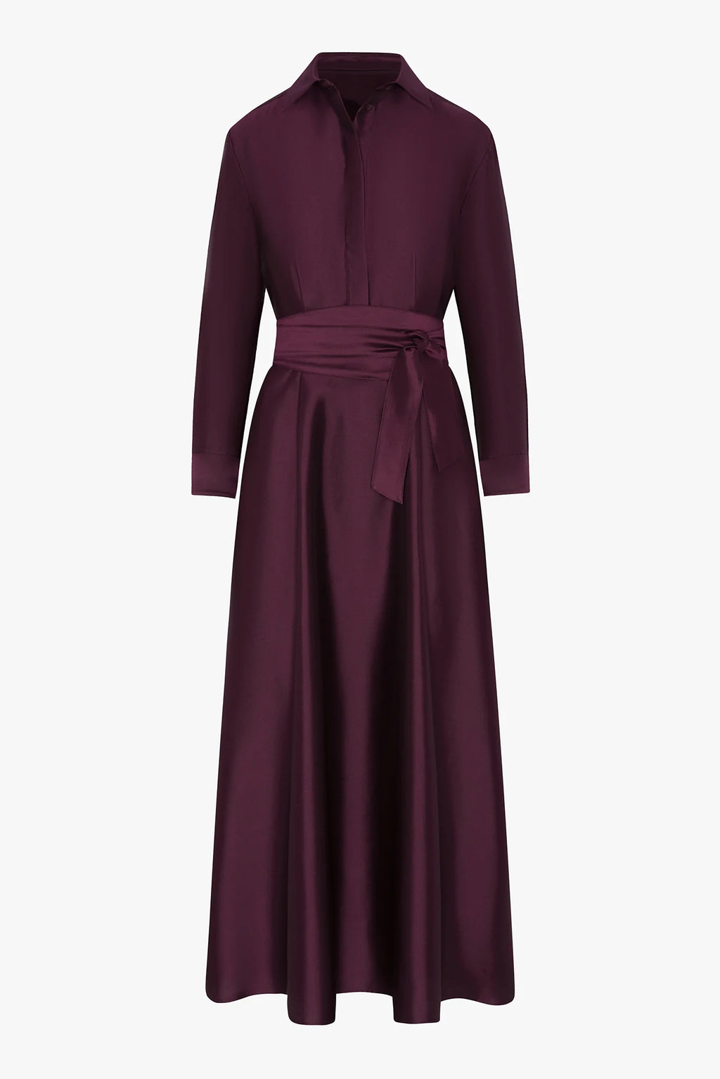 Jasper Conran "Isla" Wool Silk Shirt Dress in Berry