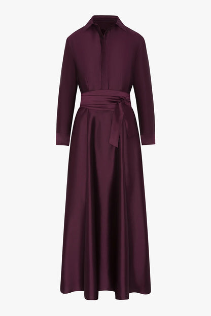 Jasper Conran "Isla" Wool Silk Shirt Dress in Berry