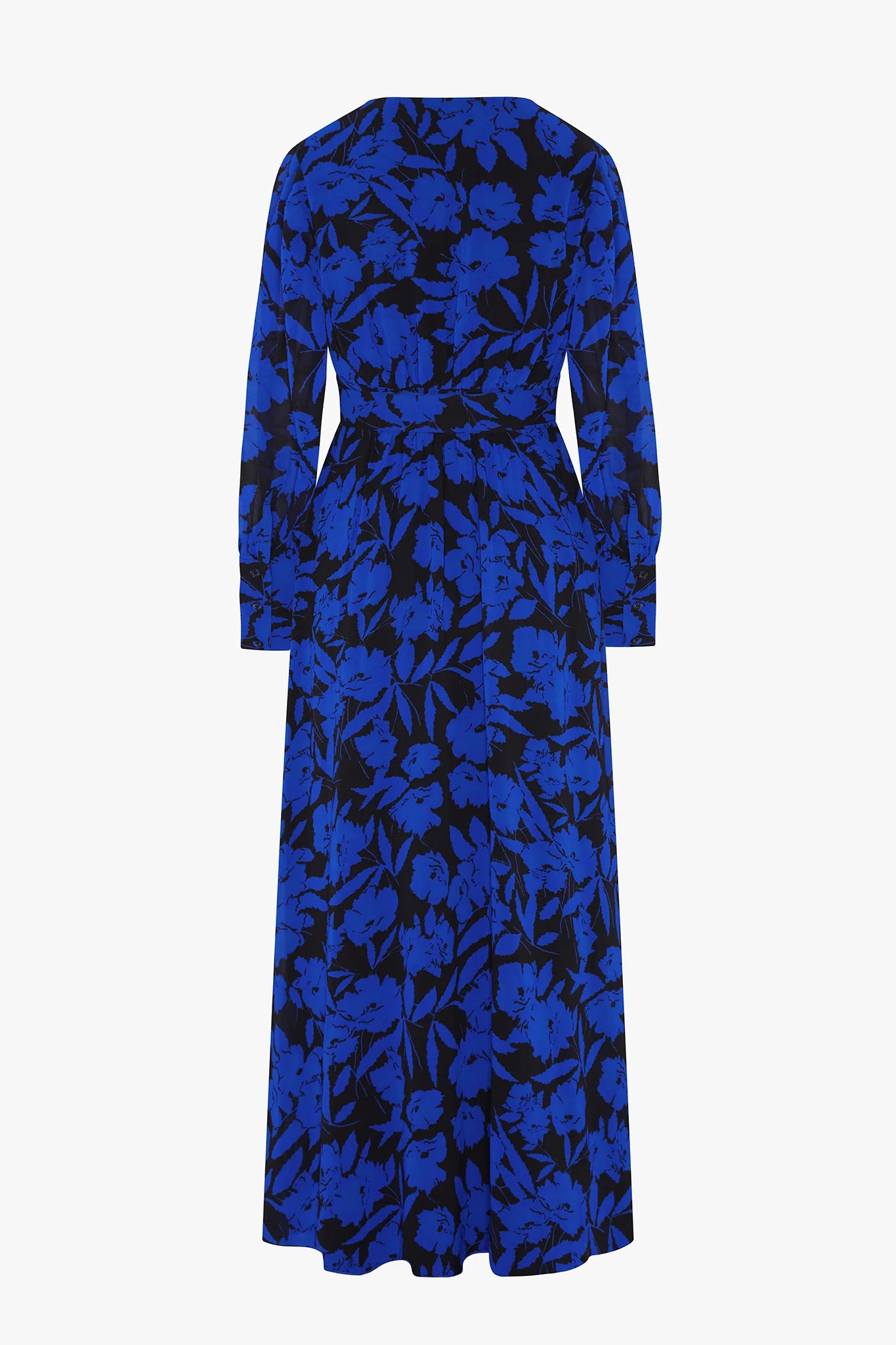 Jasper Conran "Ira" Printed Georgette Maxi V Neck Dress in Blue