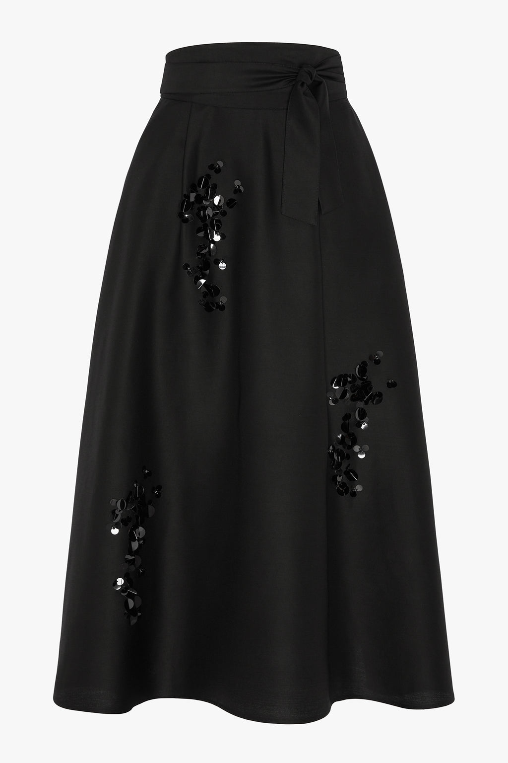 Jasper Conran "Imelda" Wool Silk Sequin Skirt in Black