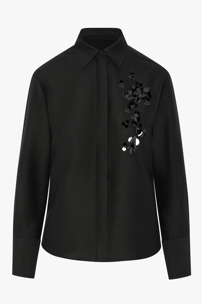 Jasper Conran Imelda Wool Silk Sequin Fitted Shirt