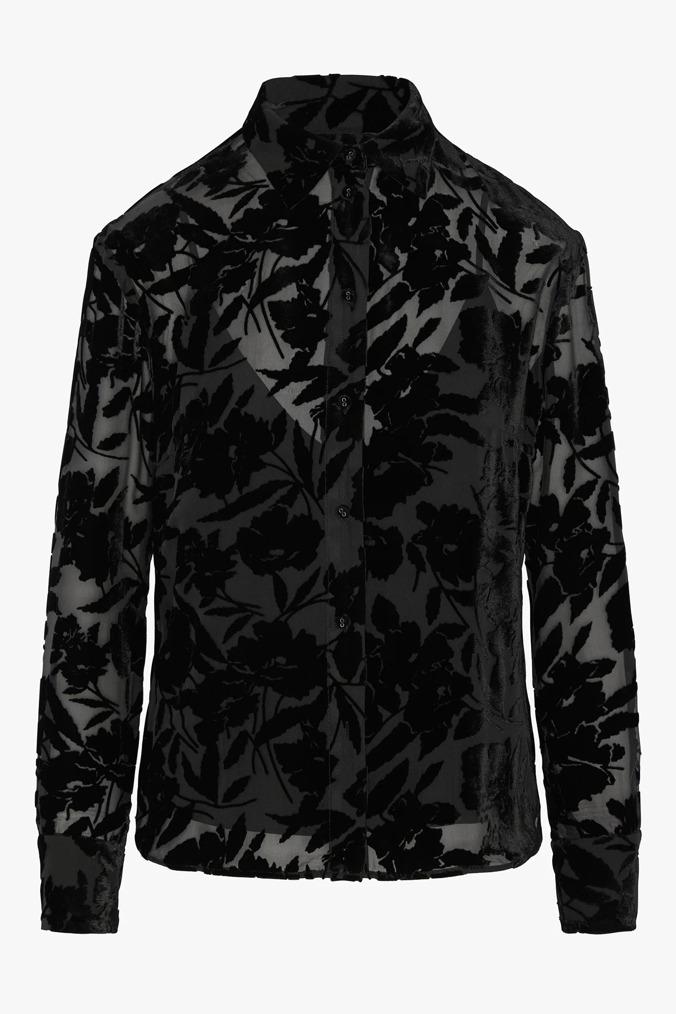 Jasper Conran Idalia Velvet Burn Out Shirt Black Floral