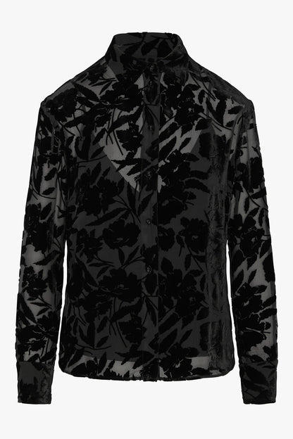 Jasper Conran Idalia Velvet Burn Out Shirt Black Floral