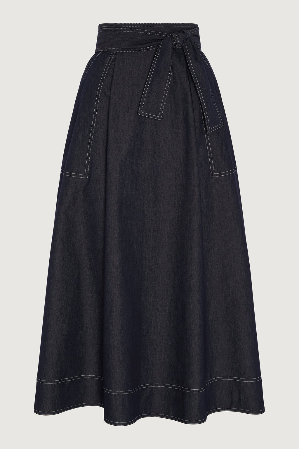 Jasper Conran "Faye" Denim Maxi Full Skirt in Blue