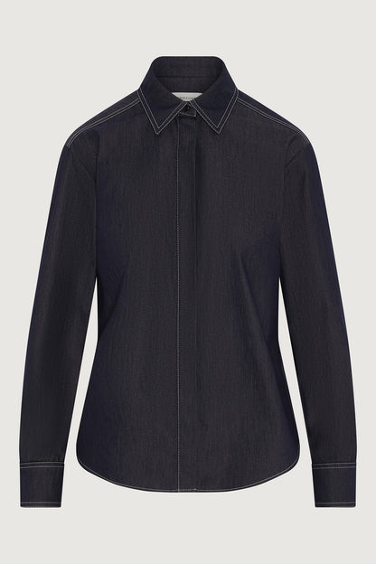 Jasper Conran "Faye" Denim Button Through Shirt in Blue