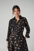 Isabella Silk Twill Printed Shirt in Brown