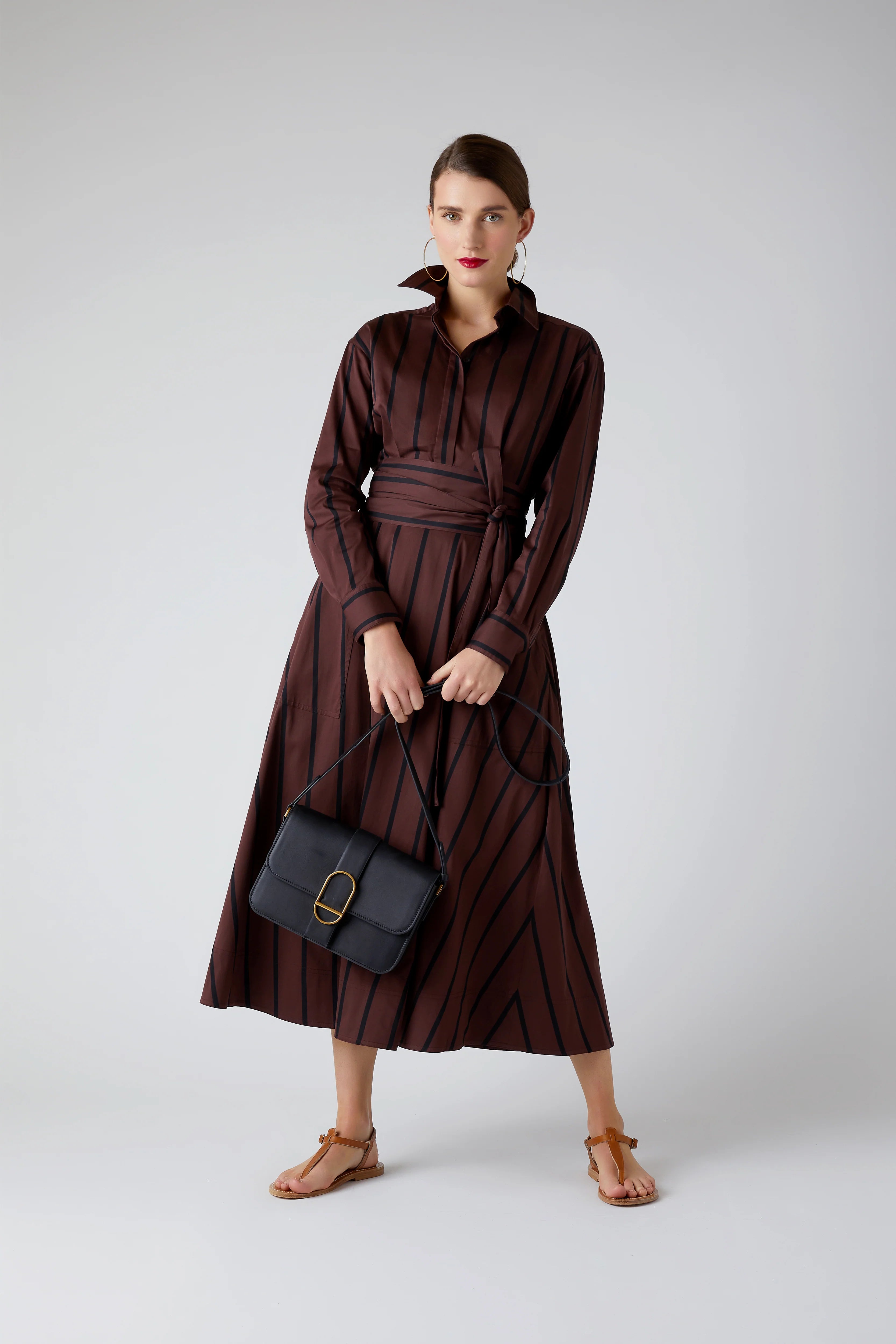 Beatrix Flap Over Leather Cross Body in Black