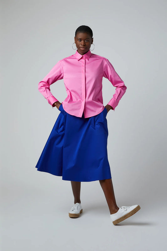 Jasper Conran "Fran" Button Through Cotton Shirt in Pink