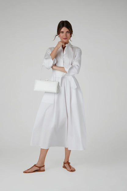 Jasper Conran "Blythe" Full Skirt Shirt Dress in White