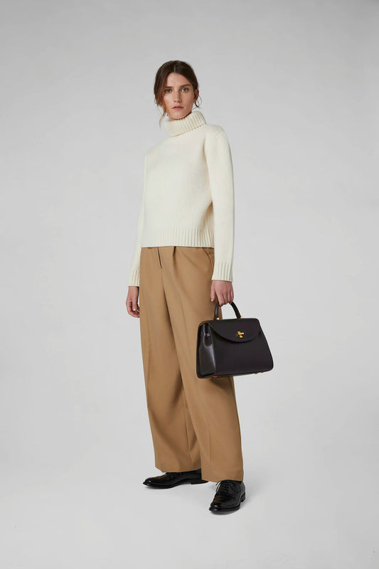 Jasper Conran Gigi Leather Top Handle Grab Bag in Chocolate