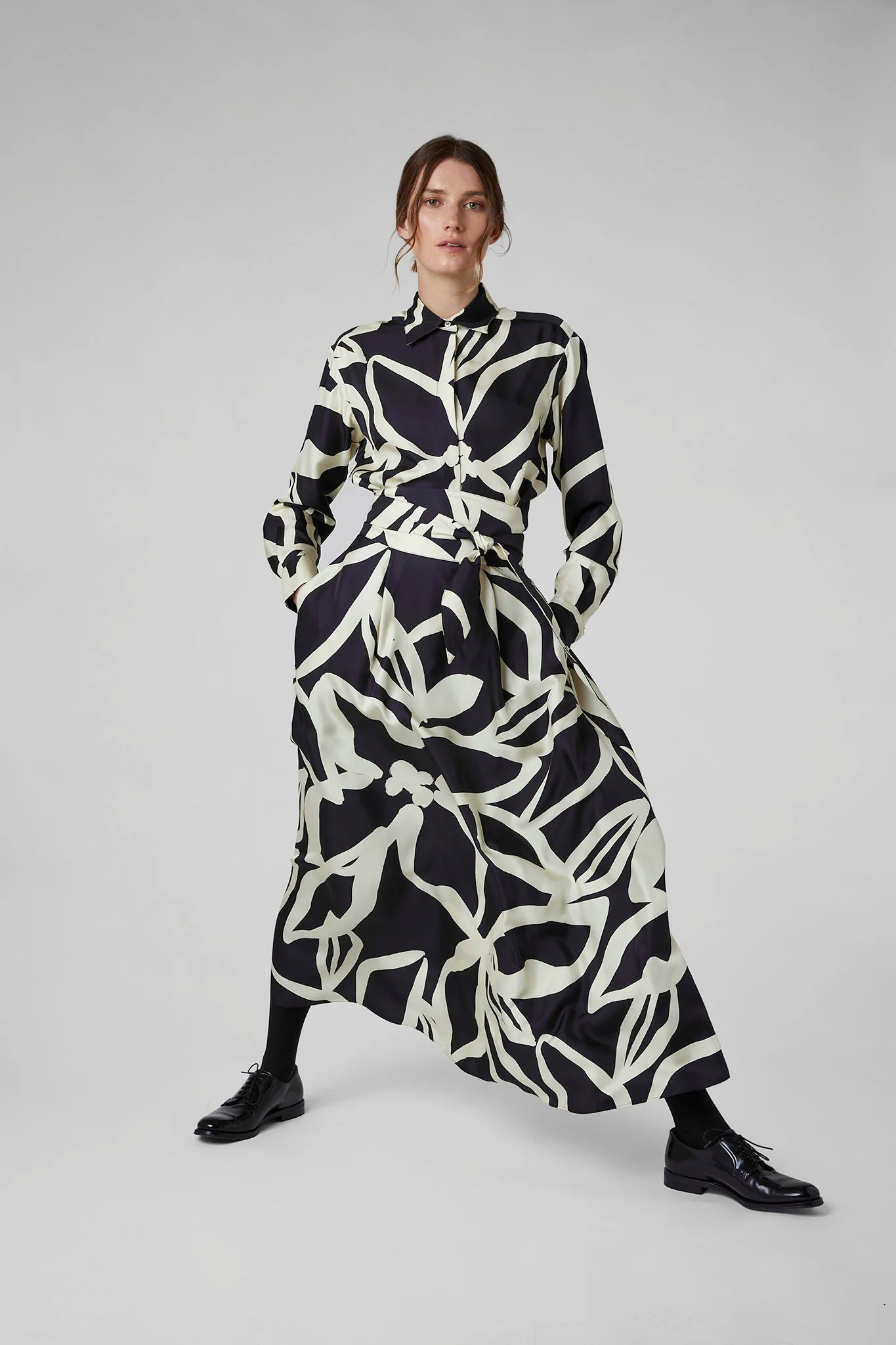 Jasper Conran "Gail" Silk Twill Printed Maxi Skirt