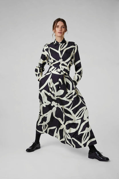 Jasper Conran "Gail" Silk Twill Printed Maxi Skirt