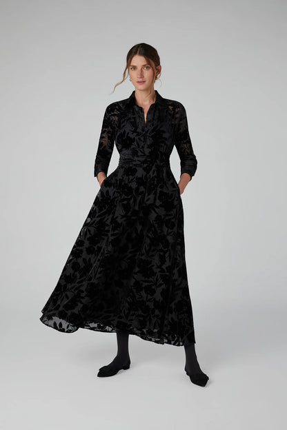 Jasper Conran Idalia Velvet Burn Out Skirt Black Floral