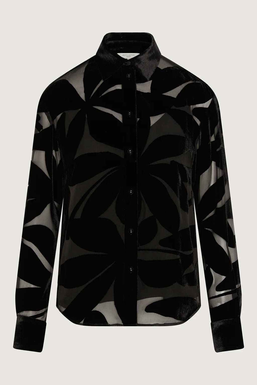 Gianna Velvet Burn Out Shirt in Black