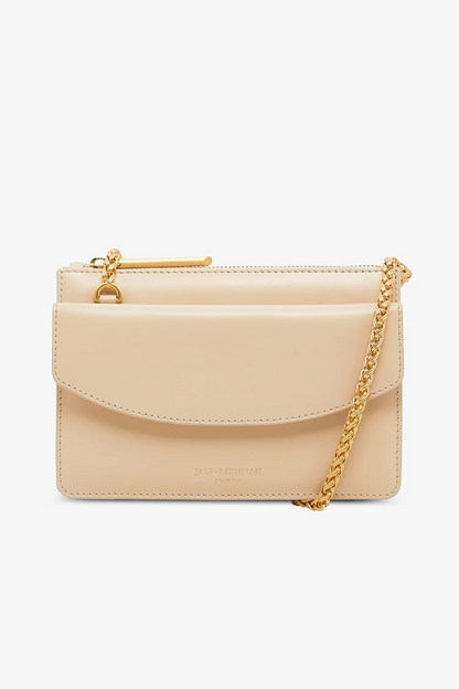 Jasper Conran "Francine" Leather Chain Clutch in Cream