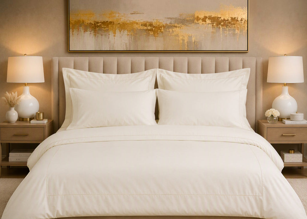 Linen Obsession 300 Thread Count "Luxury Sateen" Fitted Sheet in Cream