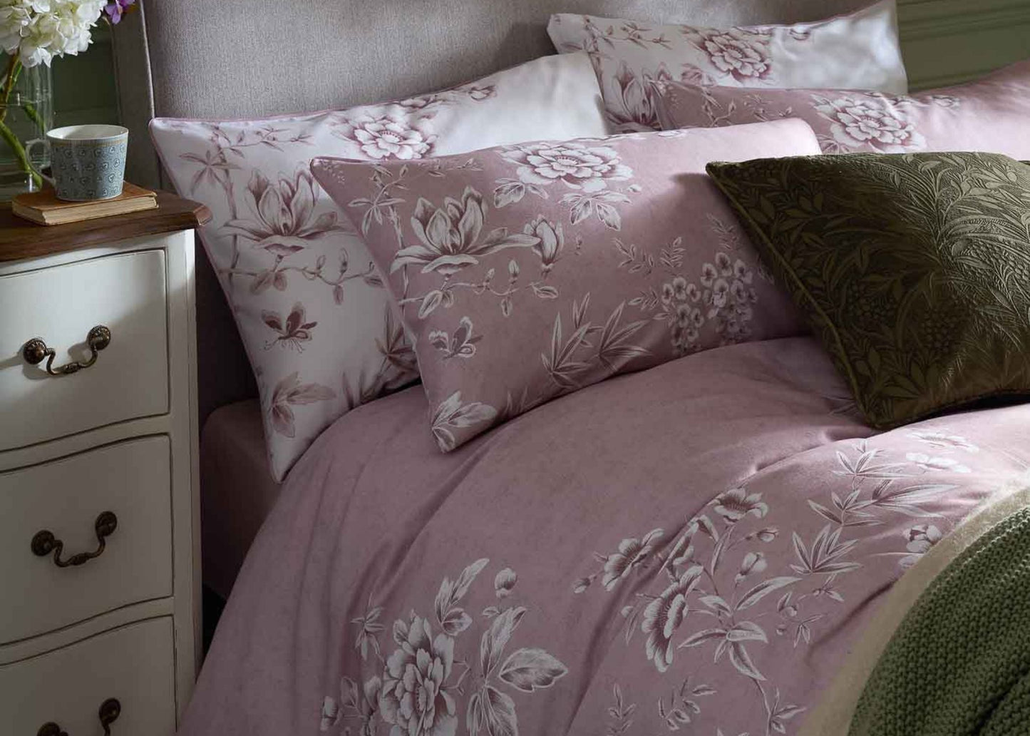 Laura Ashley "Rowsham" Duvet Cover Set in Dark Blush