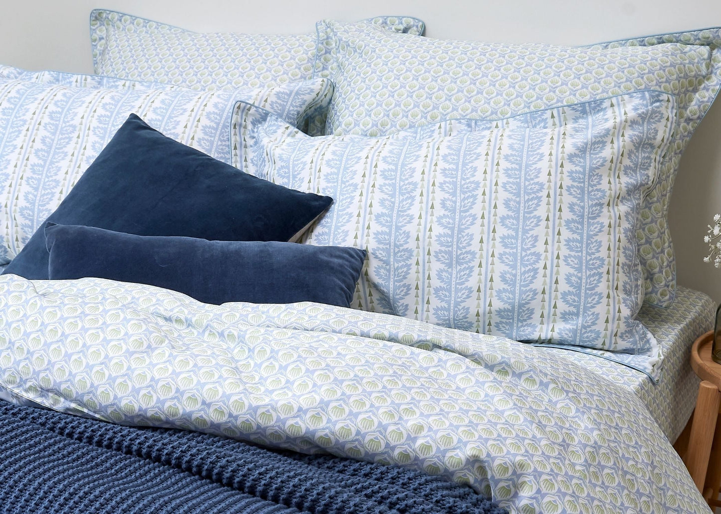 Christy "Folia" Duvet Cover Sets in Powder Blue