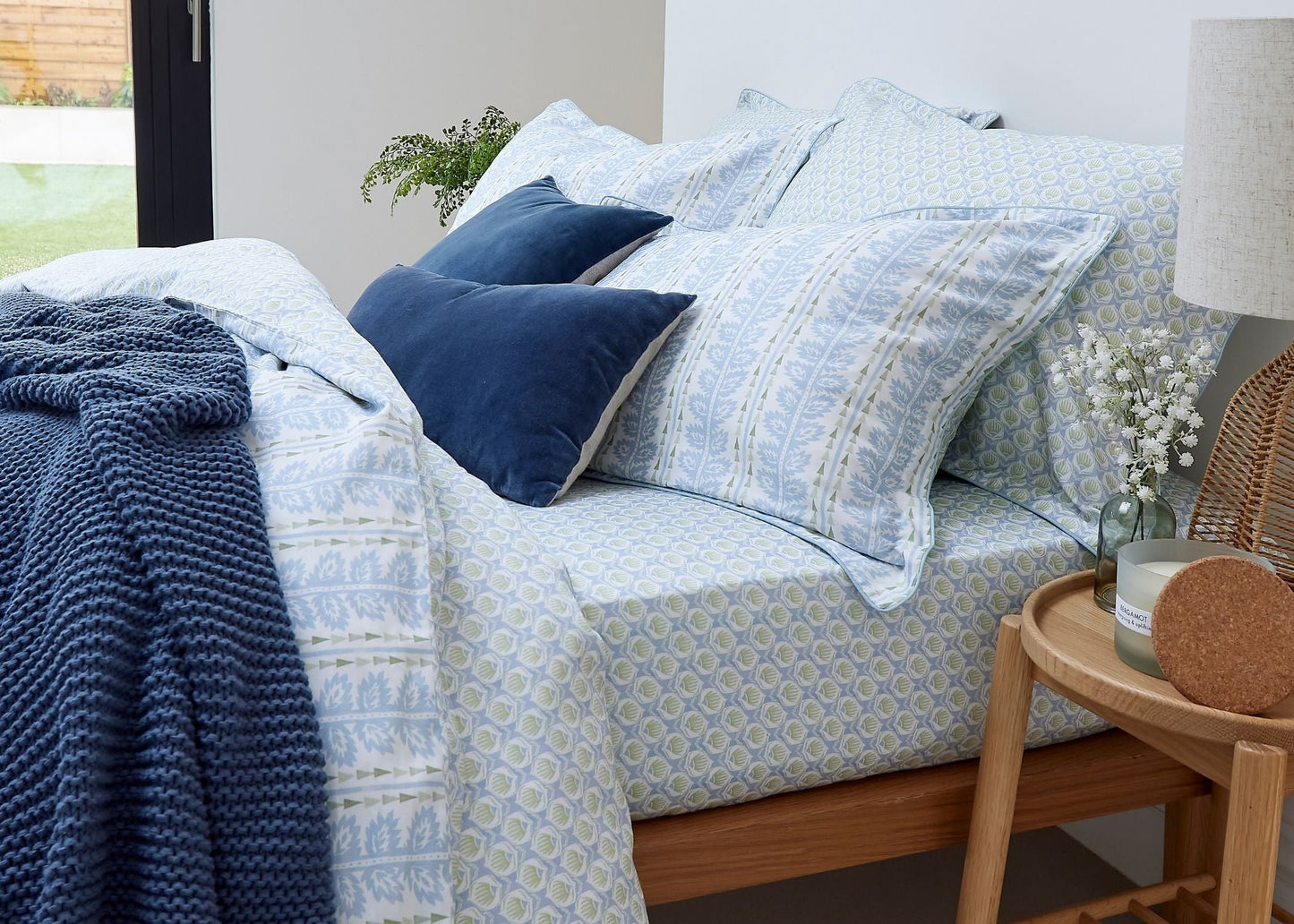 Christy "Folia" Duvet Cover Sets in Powder Blue