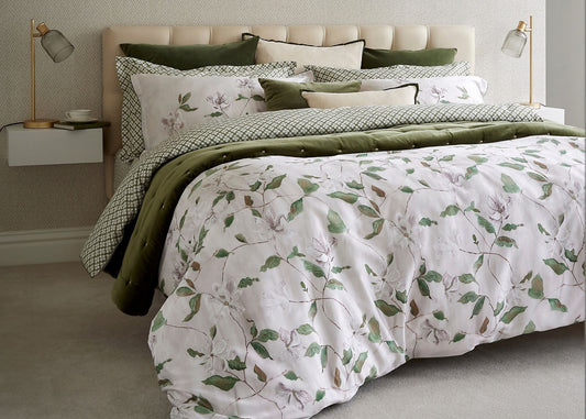 Christy "Magnolia" Duvet Cover Sets in Olive