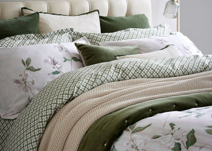 Christy "Magnolia" Duvet Cover Sets in Olive
