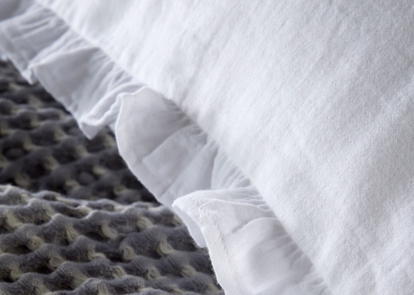Christy Organic Cotton "Retreat Ruffle" Plain Dyed Duvet Cover Sets in White
