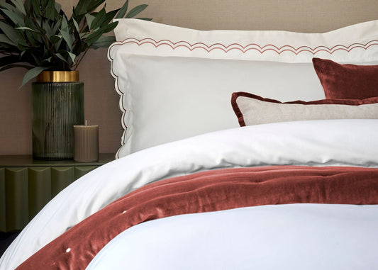 Christy "Scallop Edge" Duvet Cover Sets in Fire