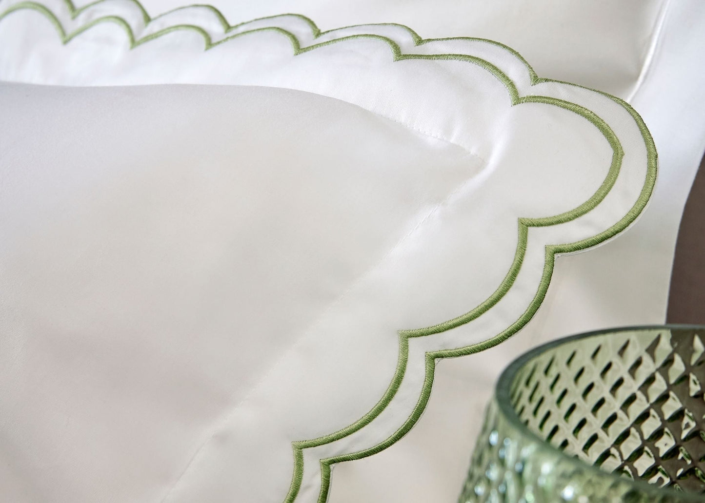 Christy "Scallop Edge" Duvet Cover Sets in Matcha