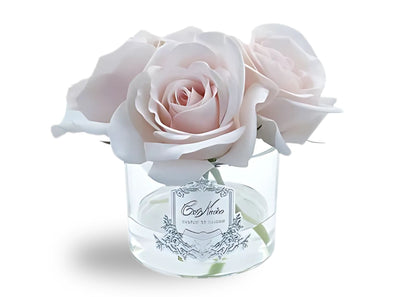 "Five Rose Bouquet" in Glass Vase – 5 Artificial Silk Flowers