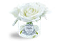 Linen Obsession "Five Rose Bouquet" in Glass Vase – 5 Artificial Silk Flowers