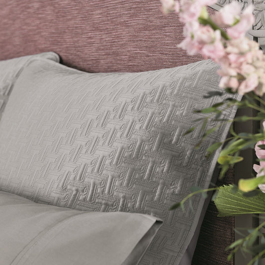 Ted Baker "T" Quilted Bedspread  and Pillow Shams in Silver