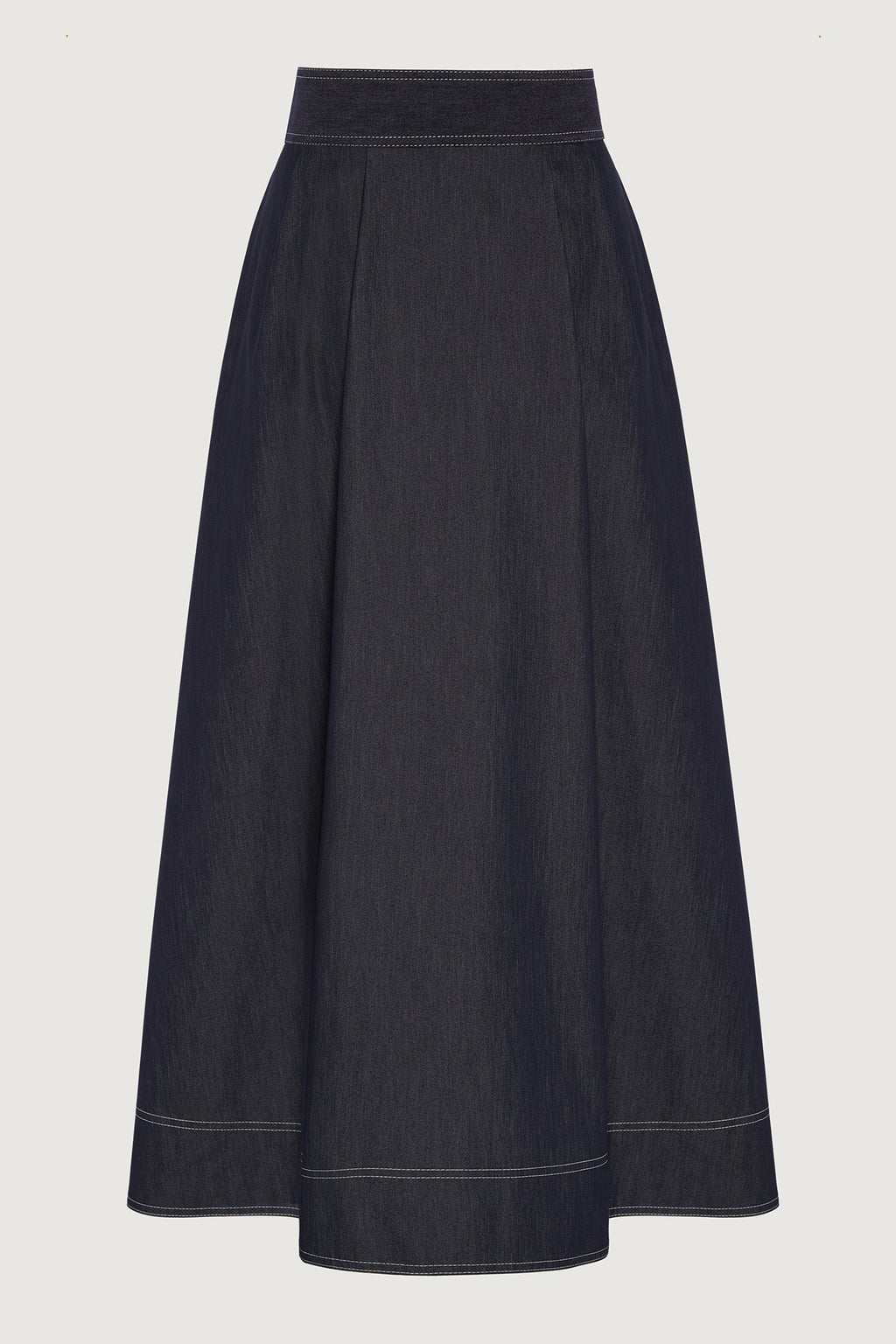 Jasper Conran "Faye" Denim Maxi Full Skirt in Blue