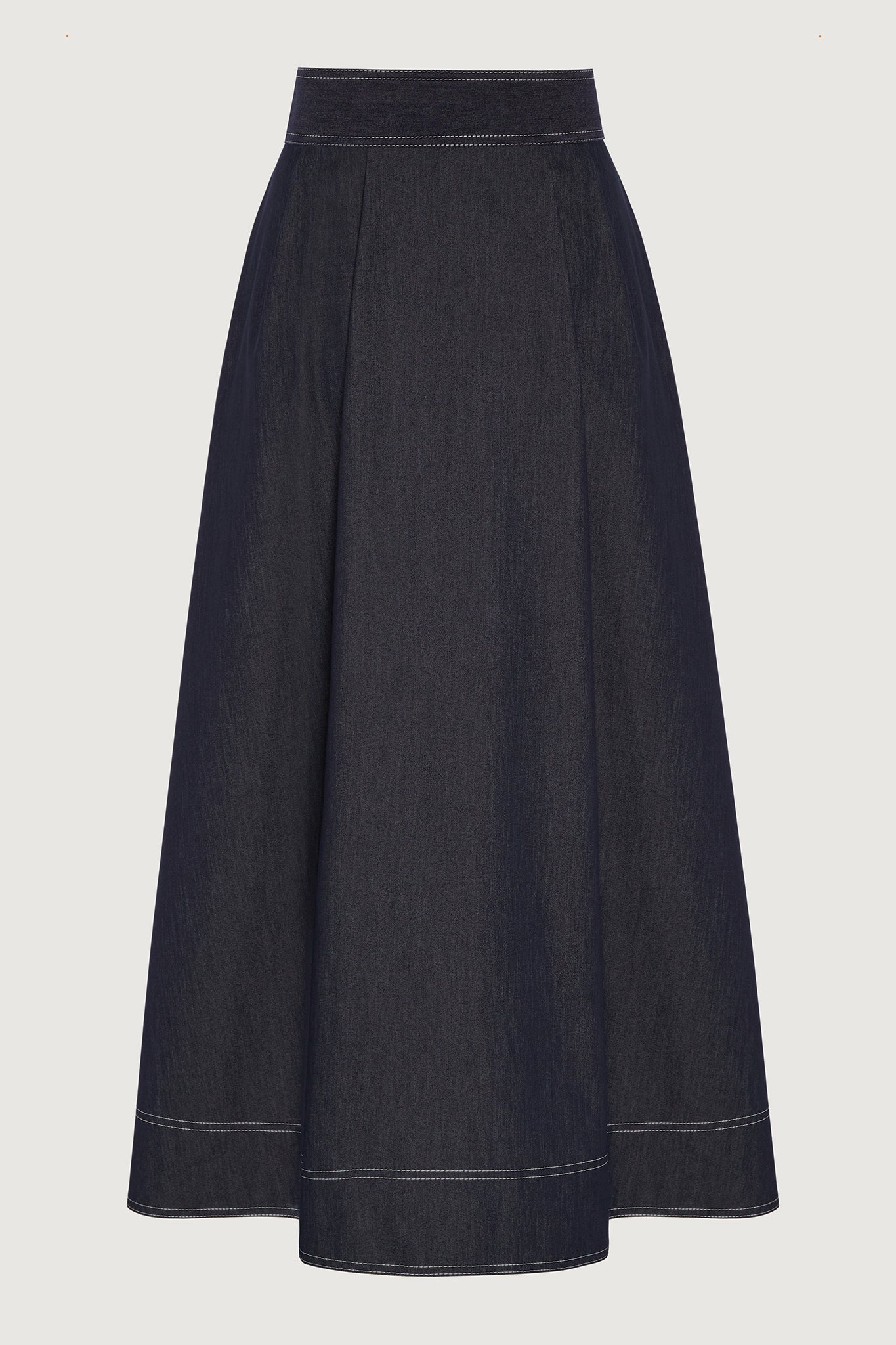 Jasper Conran "Faye" Denim Maxi Full Skirt in Blue