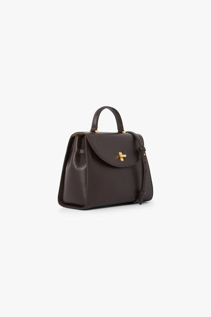 Jasper Conran Gigi Leather Top Handle Grab Bag in Chocolate