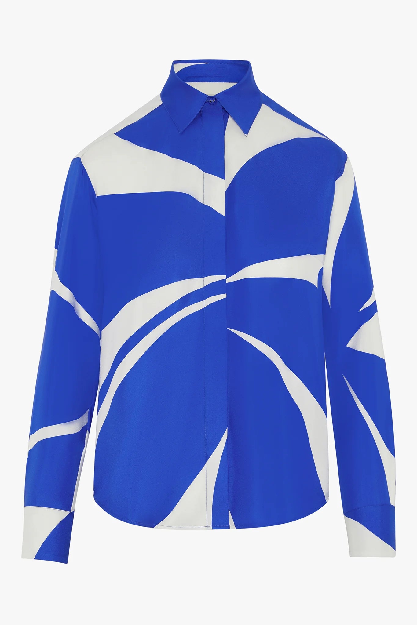 Jasper Conran "Gail" Silk Twill Printed Shirt in Blue