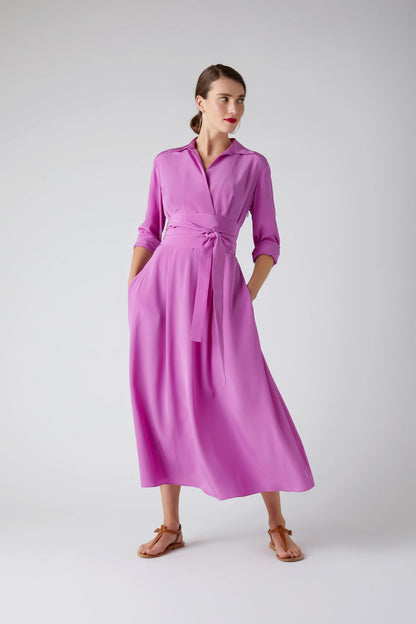 Jasper Conran "Celia" Silk Full Skirt Wrap Dress in Pink