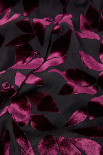 Idalia Velvet Burn Out Shirt Cerise Geo Pink