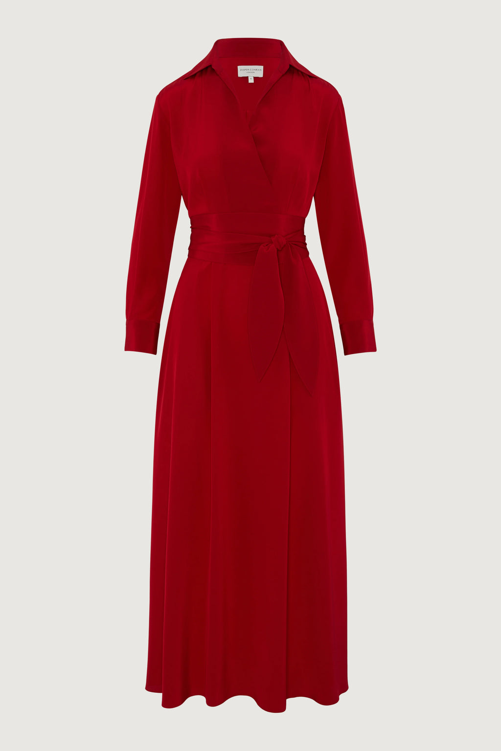Celia Maxi Silk Wrap Dress in Red
