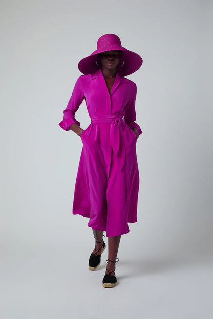 Jasper Conran Eliza Silk V Neck Dress Pink