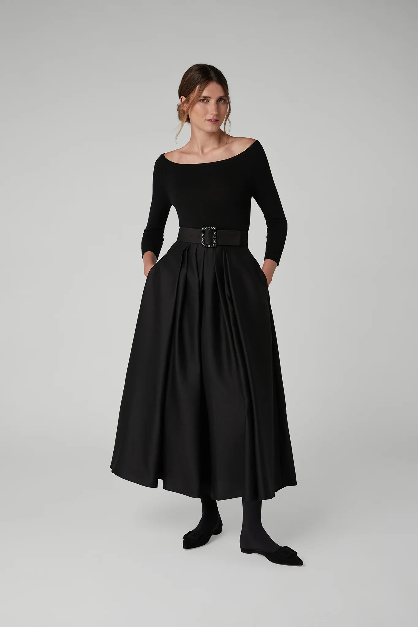 Jasper Conran Ida Wool Silk Inverted Pleat Skirt