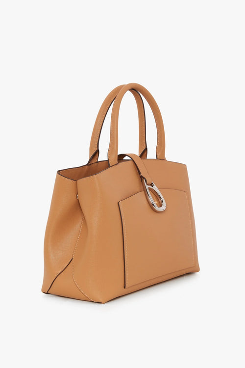 Bee Leather Tote in Camel