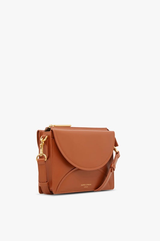 Jasper Conran "Darcey" Leather Double Flap Cross Body Bag in Tan