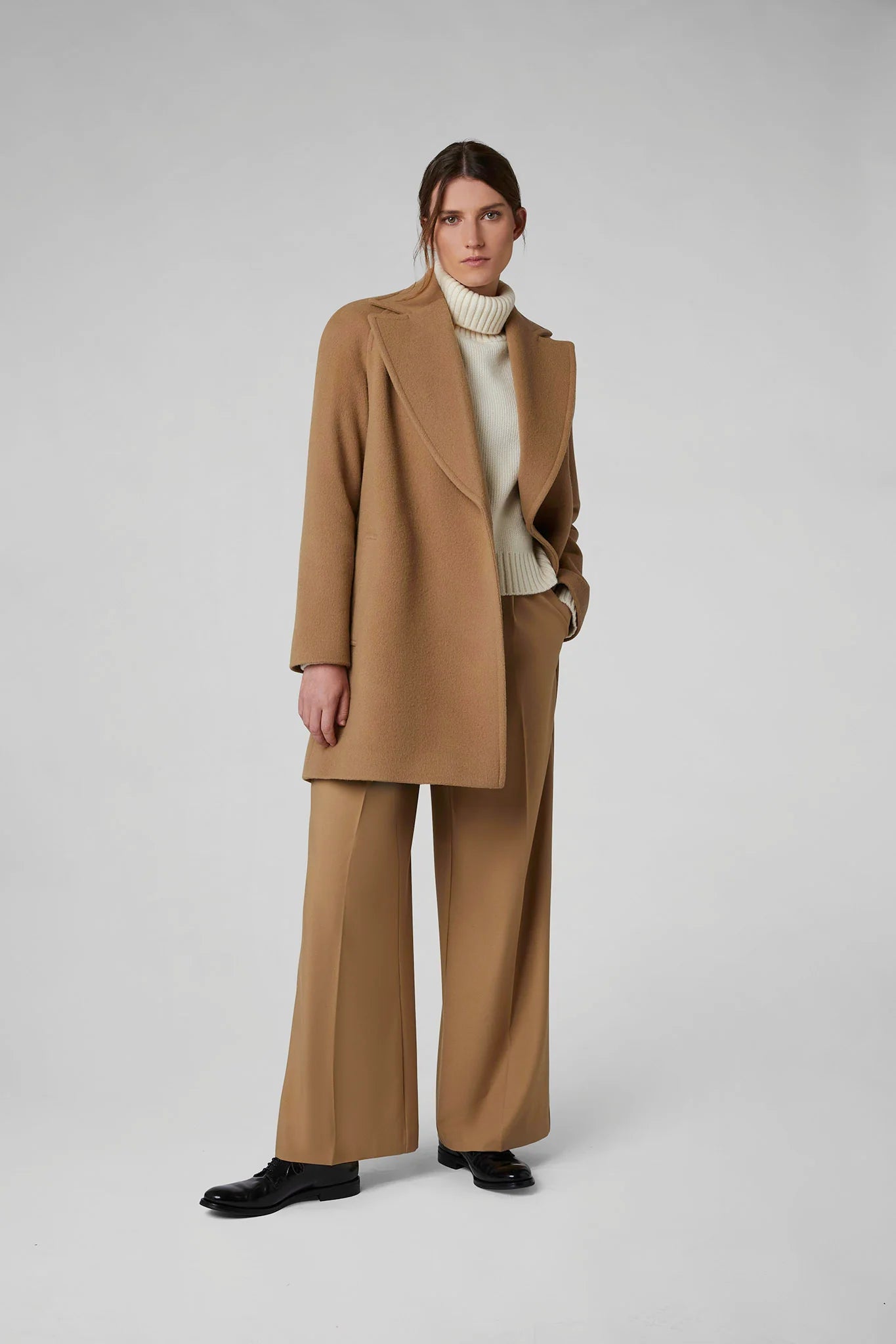 Jasper Conran "Geraldine" Wool Blend Mid Length Coat in Camel