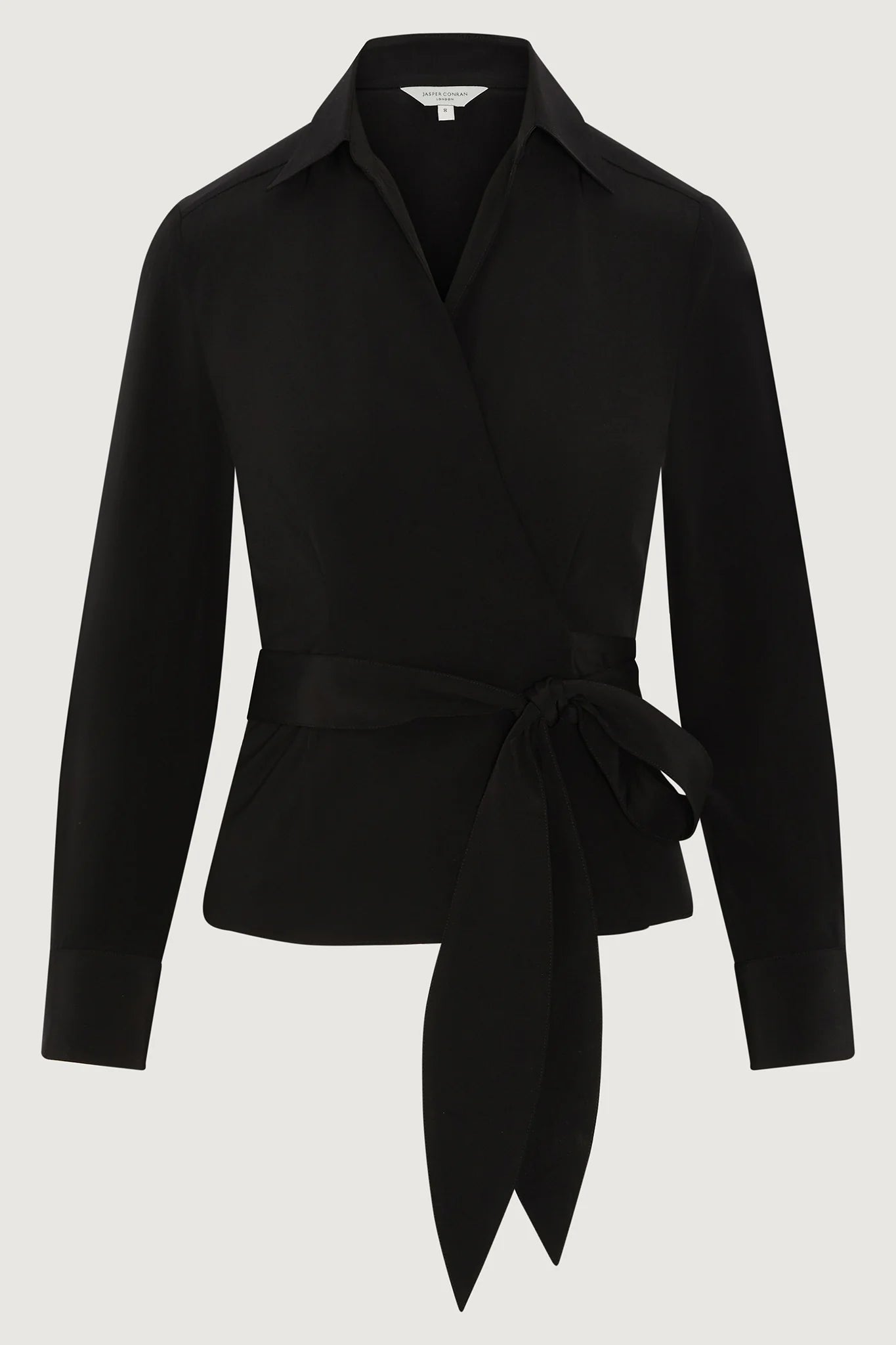 Jasper Conran "Genevieve" Silk Wrap Shirt in Black