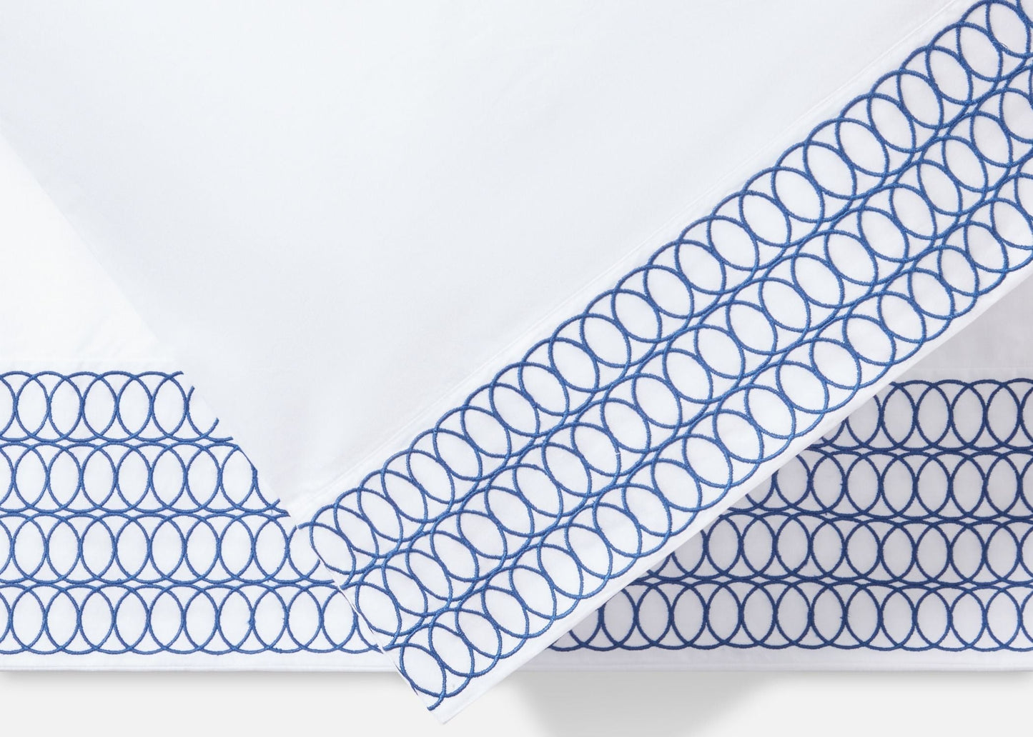 Jasper Conran "Circles Embroidered Border" Duvet Cover in White-True Blue