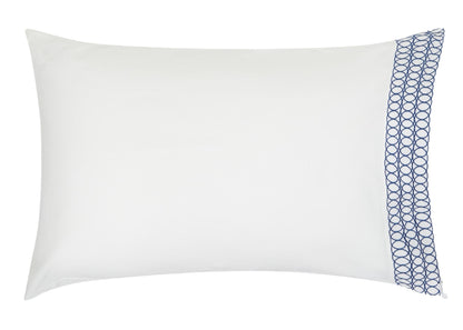 Jasper Conran "Circles Embroidered Border" Duvet Cover in White-True Blue