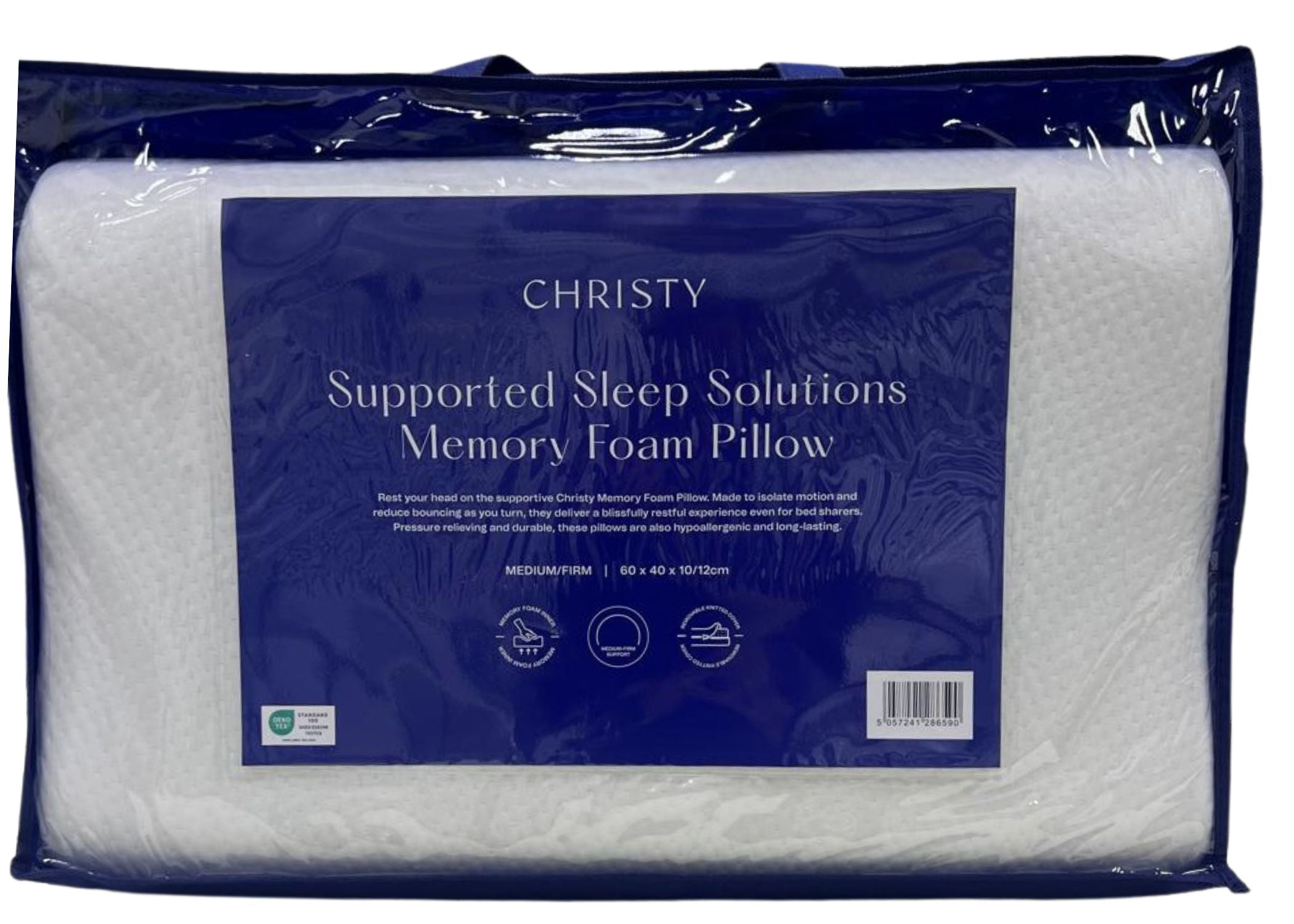 Christy "Supported Sleep Solution" Memory Foam Pillow 60 x 40 cm