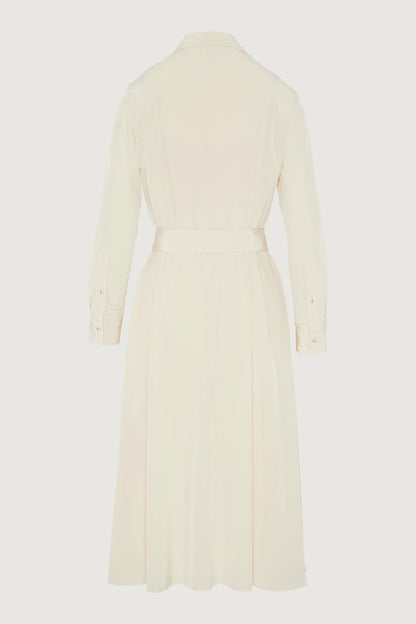 Jasper Conran "Filomena" Silk Full Skirt Shirt Dress in Cream