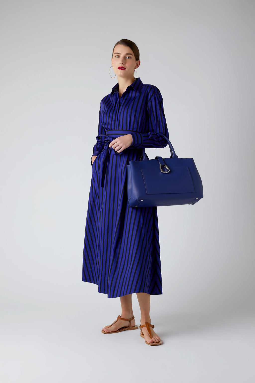 Jasper Conran "Bee" Leather Tote in Cobalt Blue